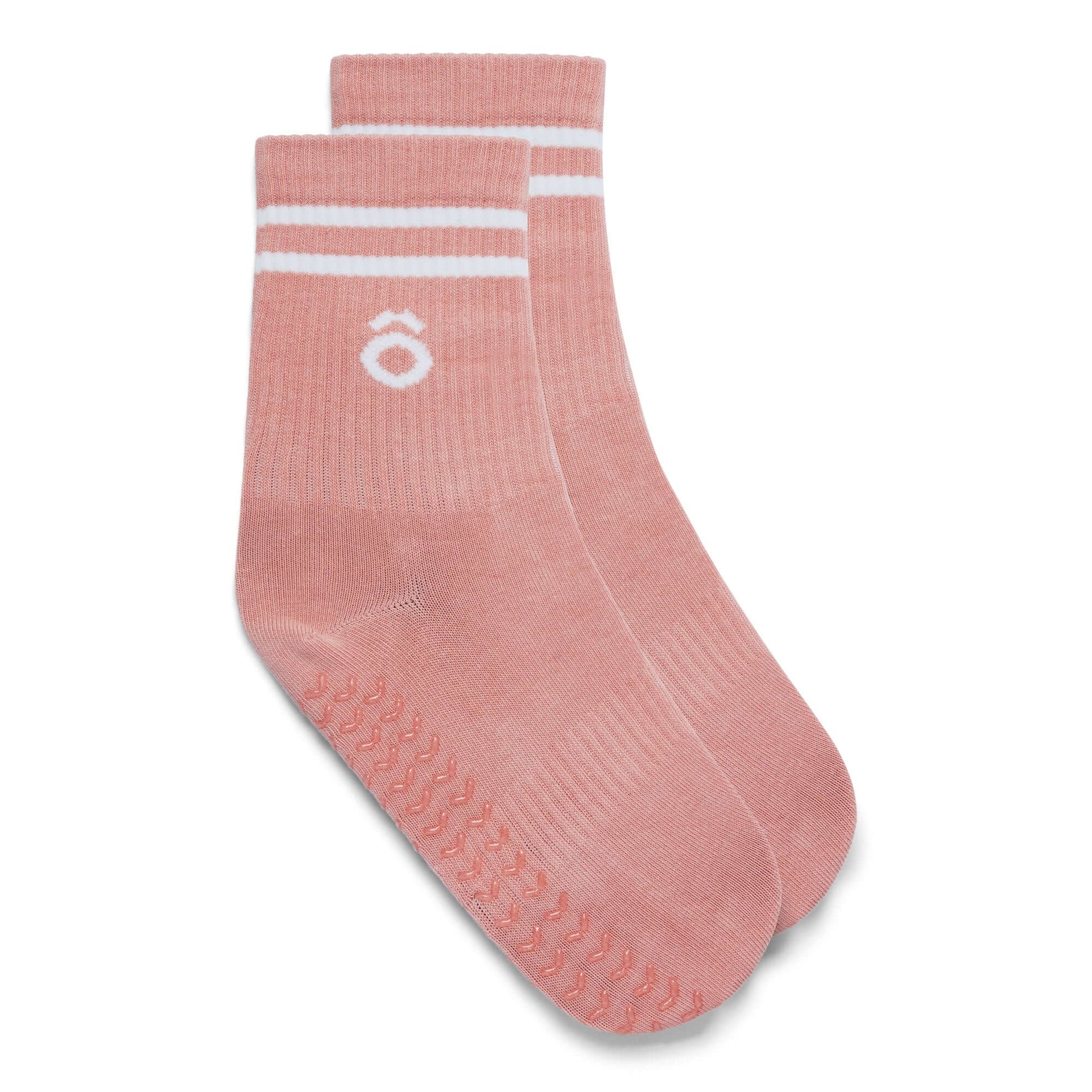 Crew Sporty Stripes Pilates Grip Socks Rose Pink