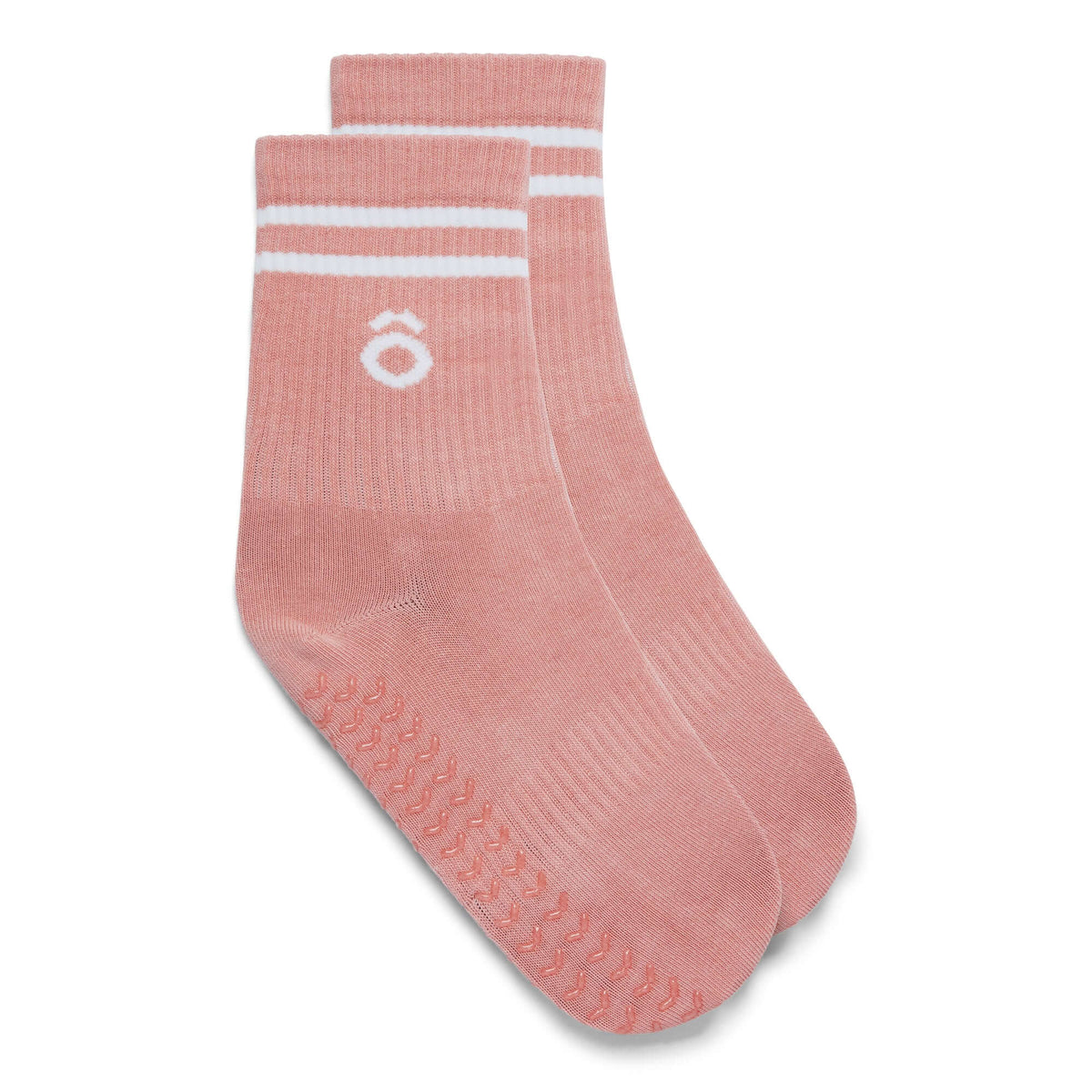 Crew Sporty Stripes Pilates Grip Socks Rose Pink