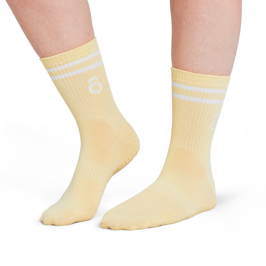 ÔWEAR Crew Sporty Stripes Pilates Grip Socks - Yellow