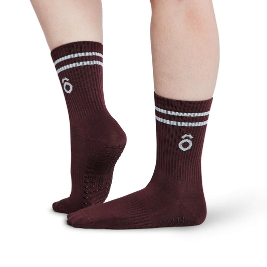 Crew Sporty Stripes Pilates Grip Socks - Magenta