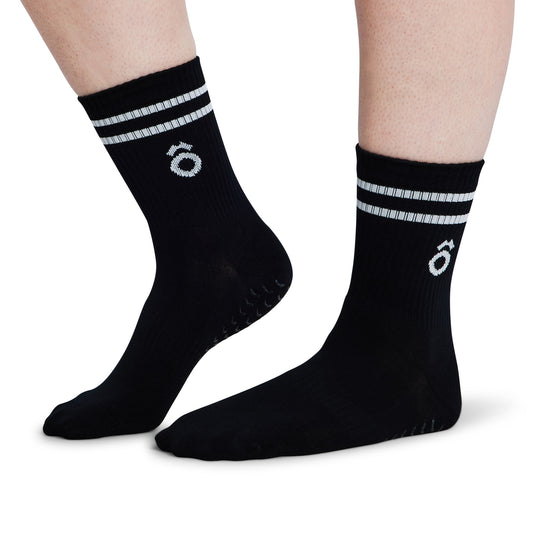 ÔWEAR Crew Sporty Stripes Pilates Grip Socks - Black