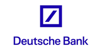 Logo of Deutsche Bank featuring a blue square and diagonal line, representing modern finance and banking.