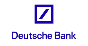 Logo of Deutsche Bank featuring a blue square and diagonal line, representing modern finance and banking.